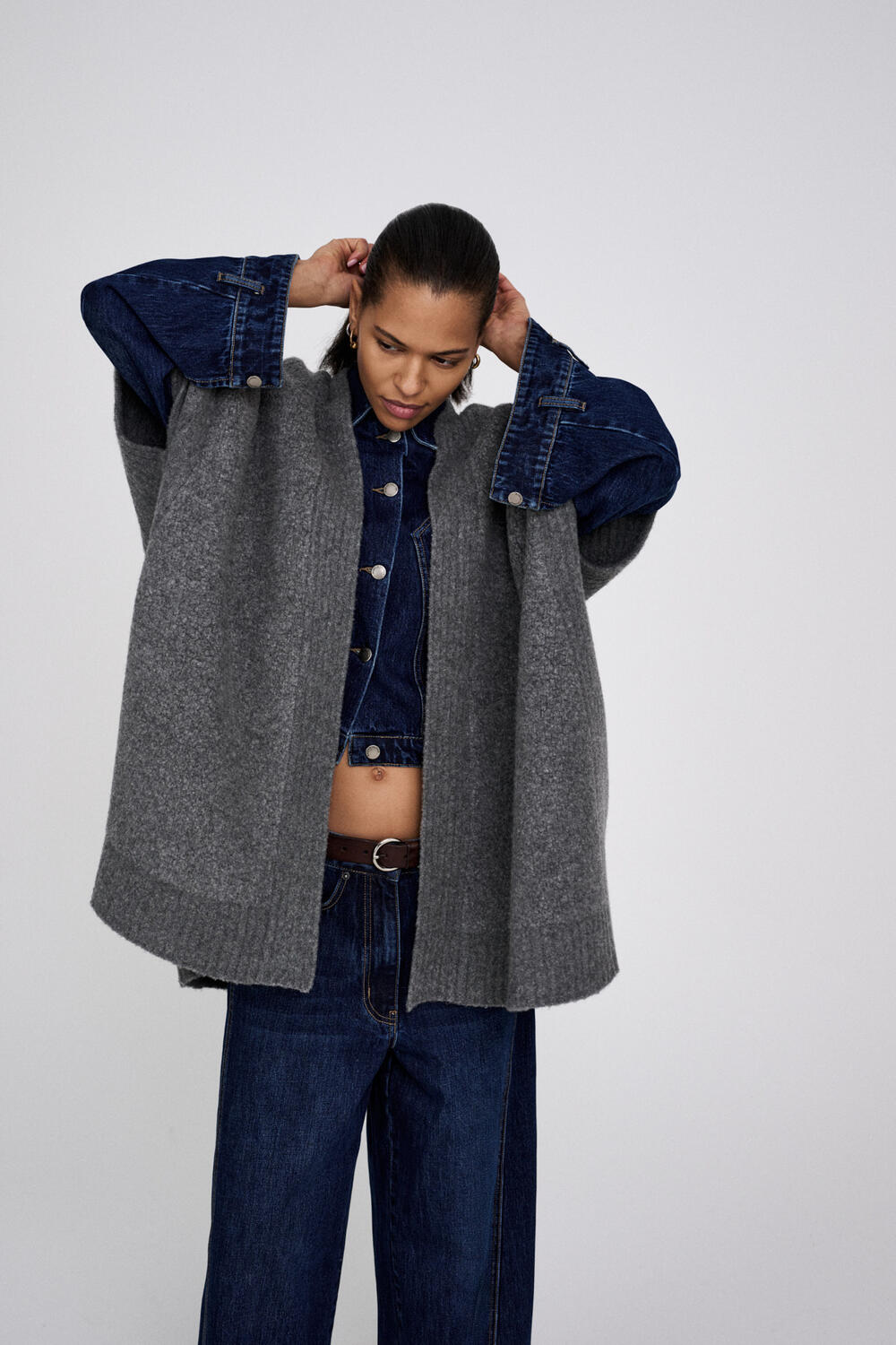 Dorris poncho, onesize - Grey Mel